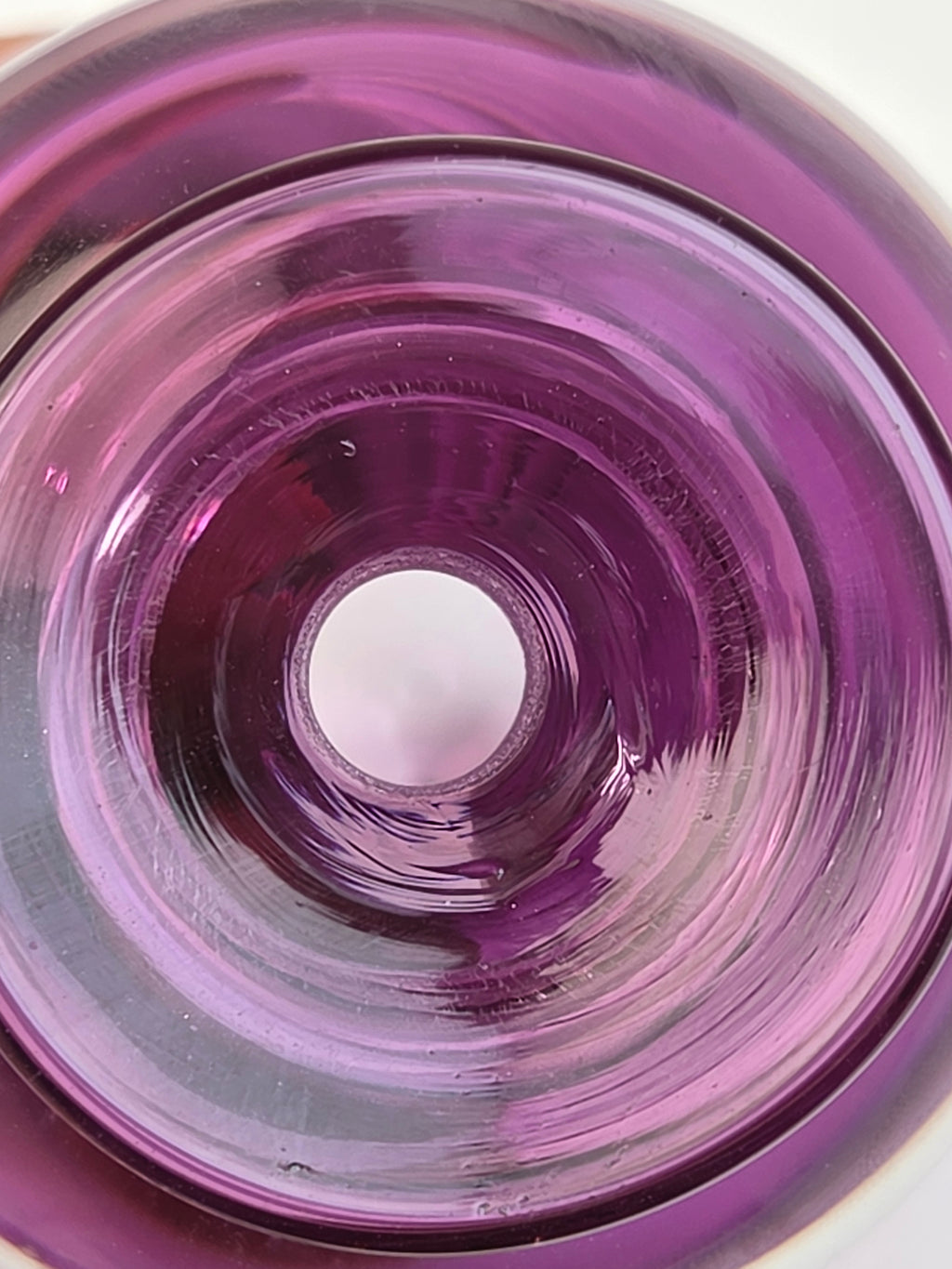 Vintage Signed R. Strand Swedish Art Glass Bud Vase 3.5" Amethyst Purple Clear MCM
