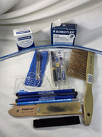 STAEDTLER Vintage Drafting & Drawing Tool Lot – Mars Cleaning Pad, Drafting Dots, Divider, Leads, Brush & More