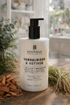 Boutique Made in England Sandalwood & Vetiver Hand & Body Lotion 500mL | Natural Essential Oils Moisturizing Lotion