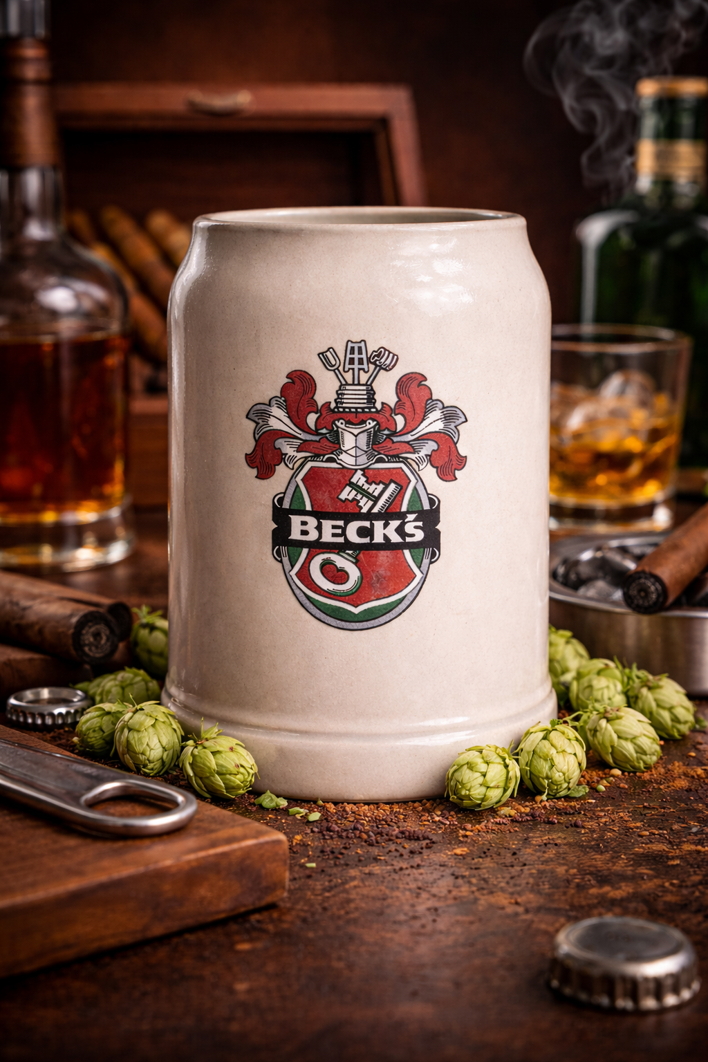 Beck’s Vintage German Ceramic Beer Stein | Classic Brewery Crest Mug