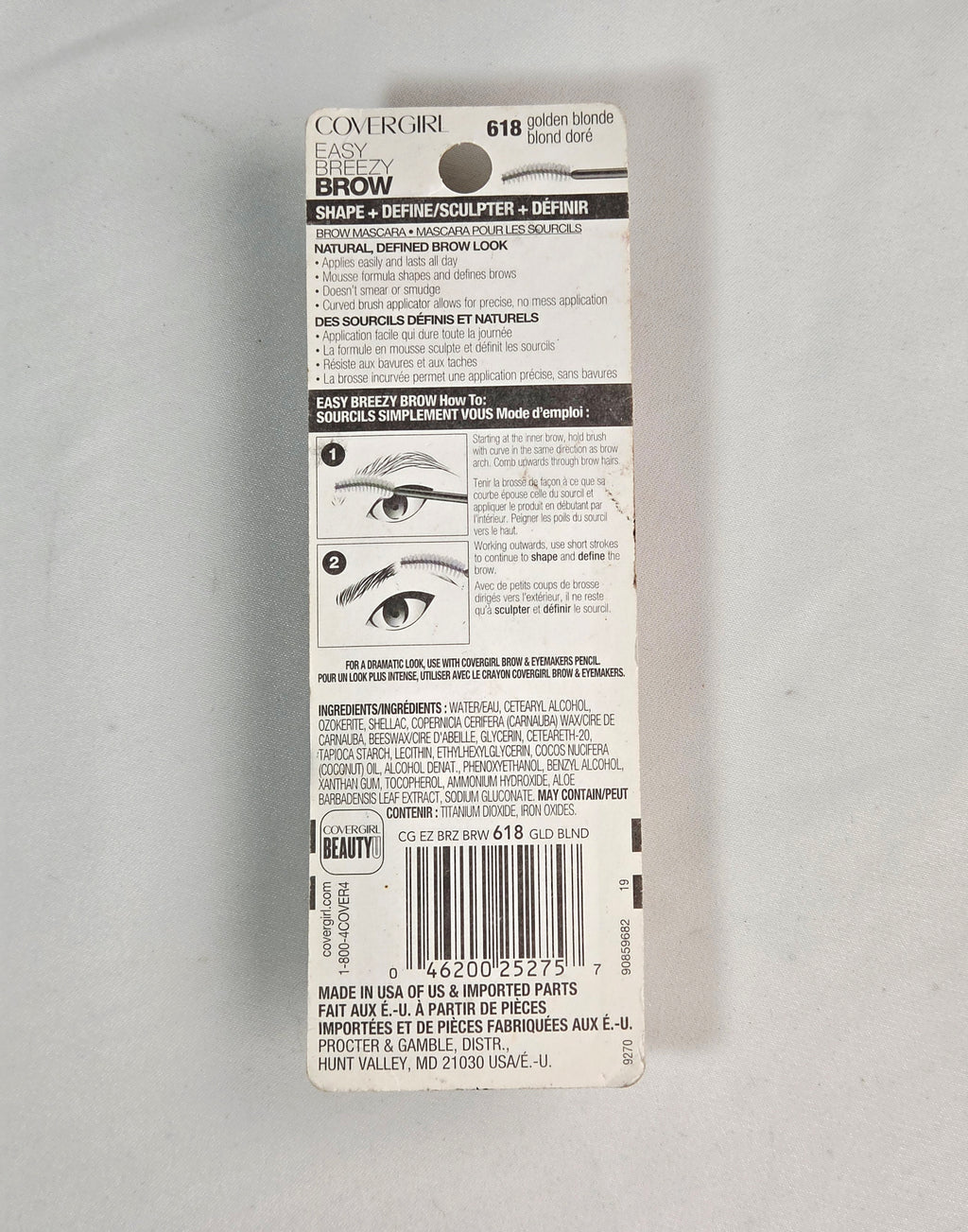 CoverGirl Easy Breezy Brow Shape + Define Brow Mascara 618 Golden Blonde 9 mL