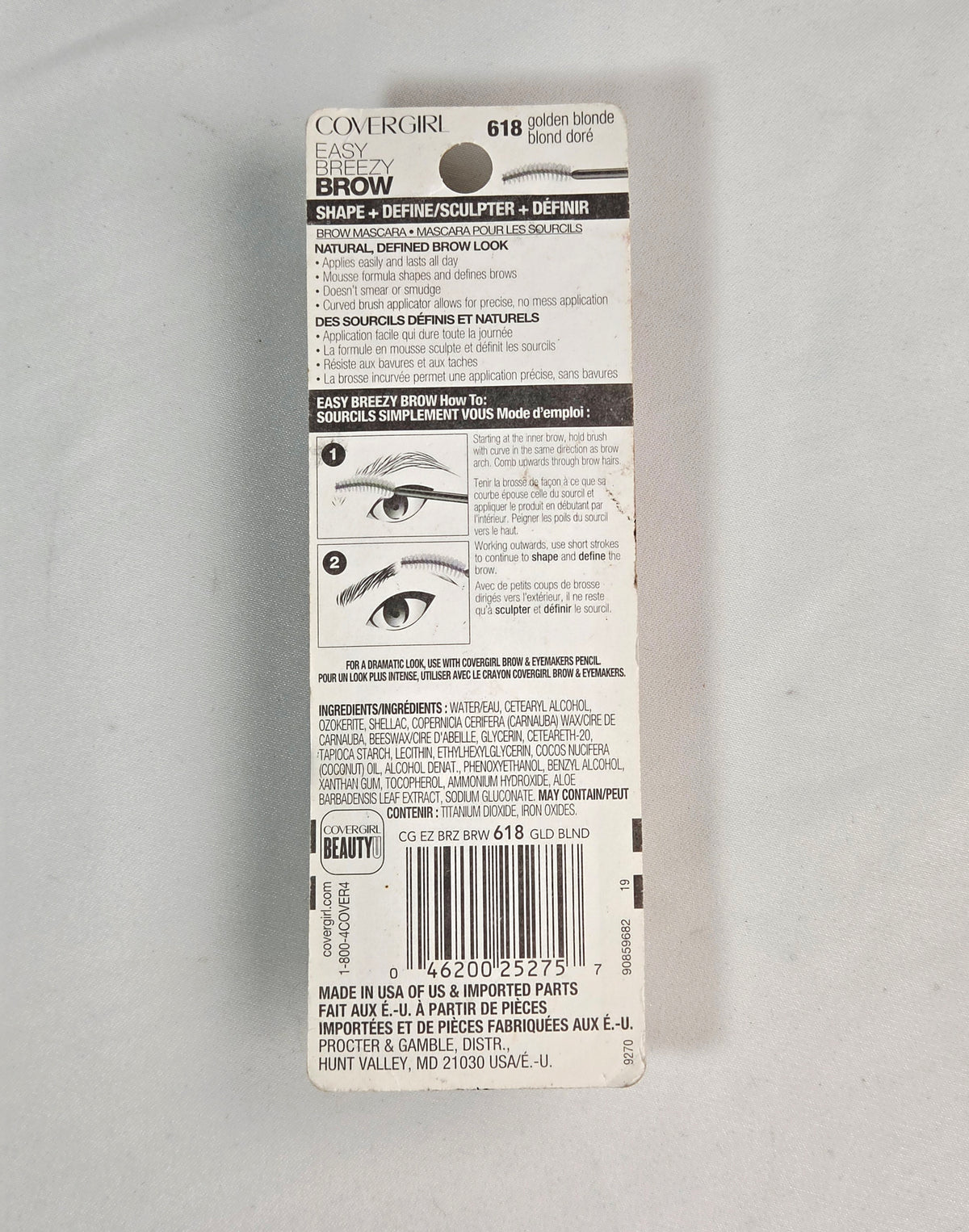 CoverGirl Easy Breezy Brow Shape + Define Brow Mascara 618 Golden Blonde 9 mL