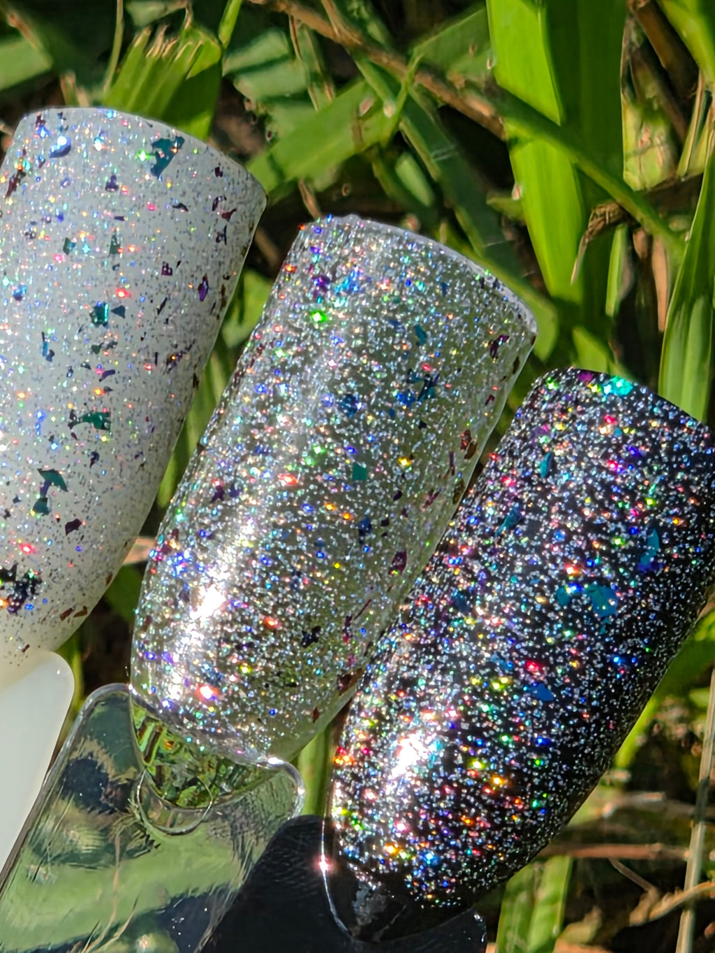 Aetherdust – Silver Holographic Nail Polish with Multichrome Chameleon Flakes | Sheer Buildable Indie Lacquer - Liquid Krystal Co