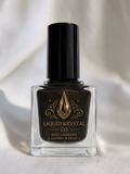 Liquid Krystal Co. Gilded Raven Black Gold Nail Polish | Charcoal Black Shimmer | Handmade Indie Nail Lacquer Prototype