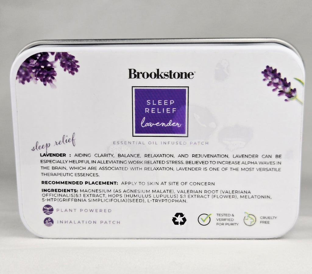 Brookstone Sleep Relief Lavender Essential Oil Patch Tin 10 Patches Aromatherapy Inhalation Sleep Aid