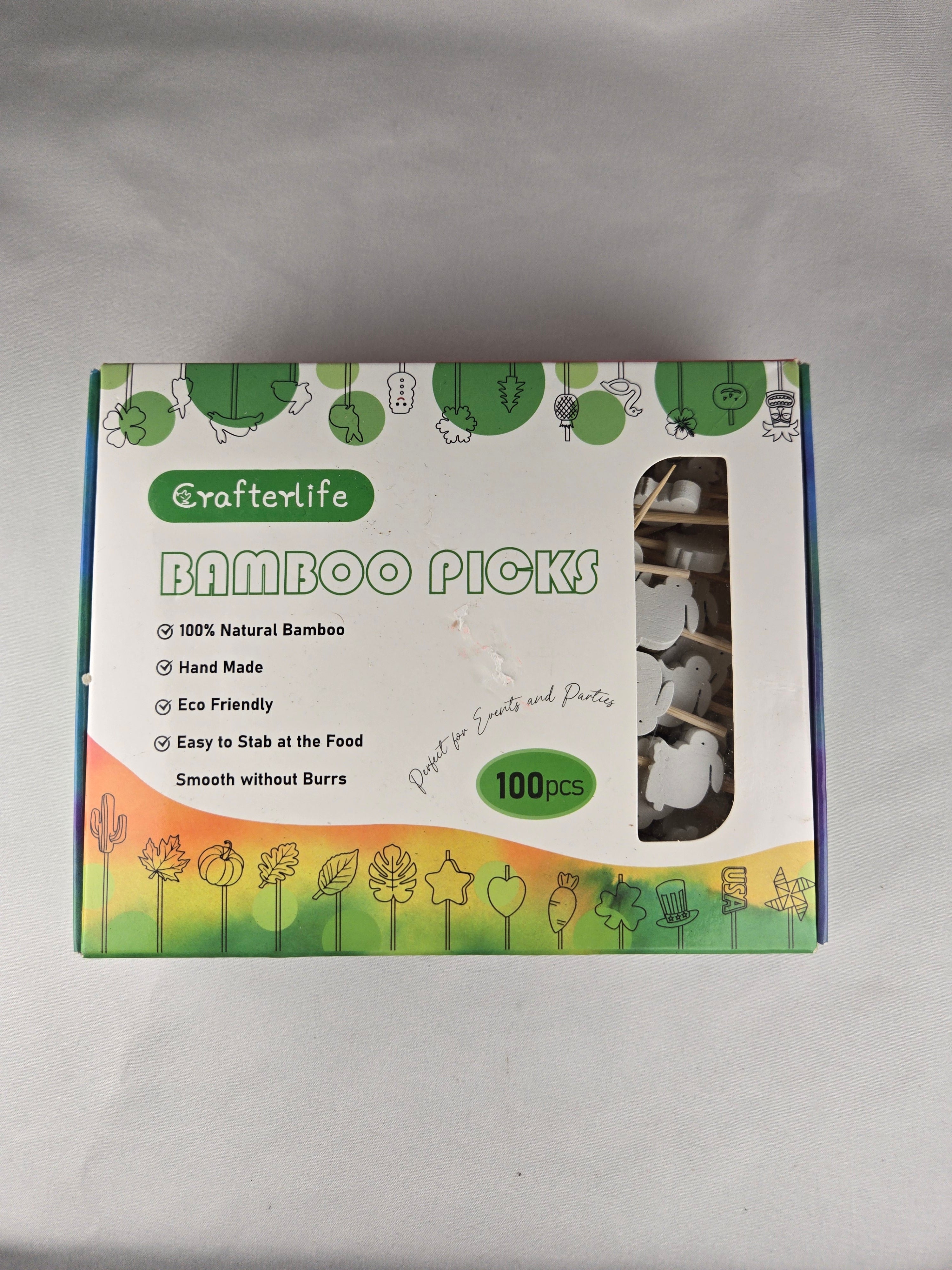 🎁 Present Pile Add-On | $25+ Order                  Crafterlife Bamboo Food Picks – 100pc Eco Friendly Party Toothpicks
