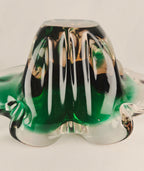 Large Sculptural Sommerso Art Glass Bowl – Emerald Green & Blush 12” Centerpiece