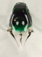 Large Sculptural Sommerso Art Glass Bowl – Emerald Green & Blush 12” Centerpiece