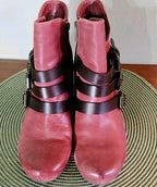 OTBT Lasso Red Oak Leather Buckle Ankle Boots Women’s Size 9