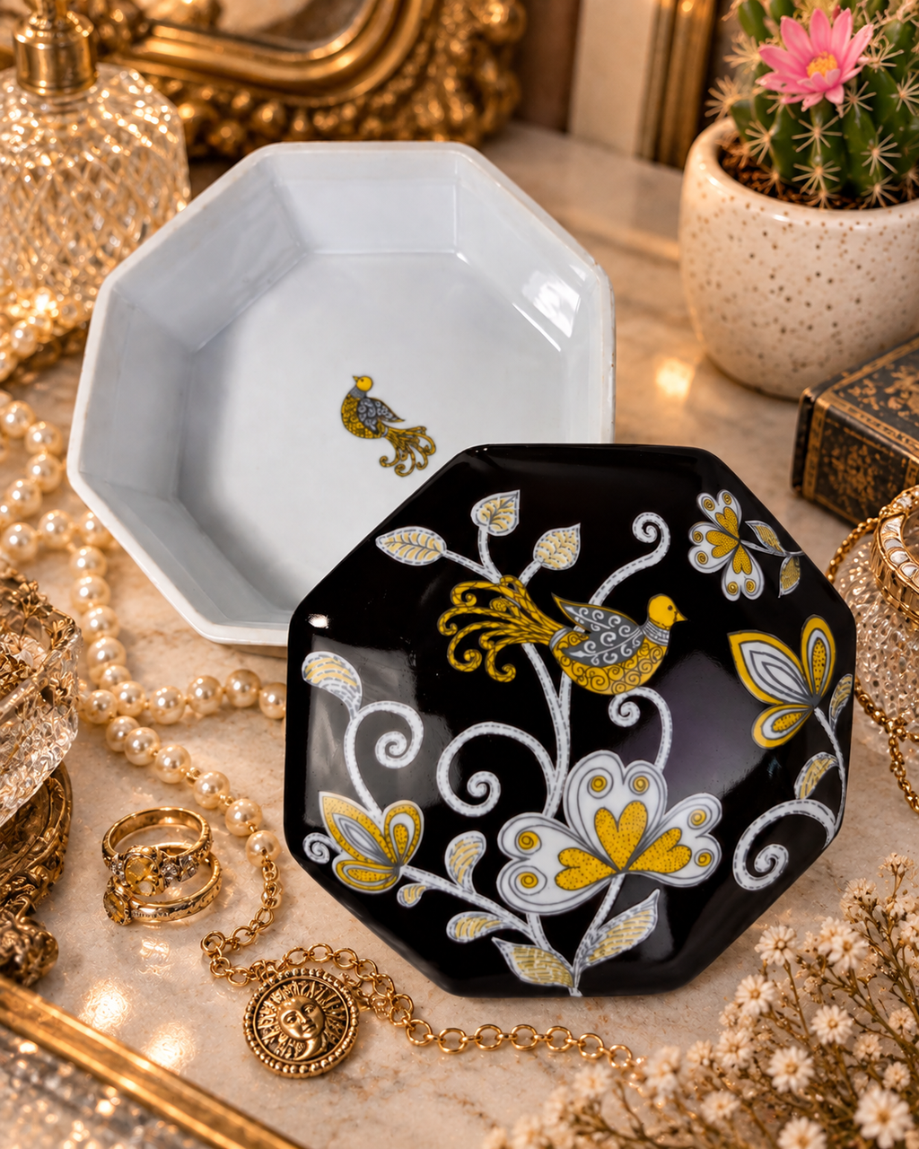 Vera Bradley Yellow Bird Porcelain Trinket Box by Andrea by Sadek