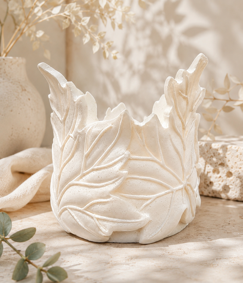Bath & Body Works Faux Marble Leaf Candle Holder | Ivory Sparkle Decor