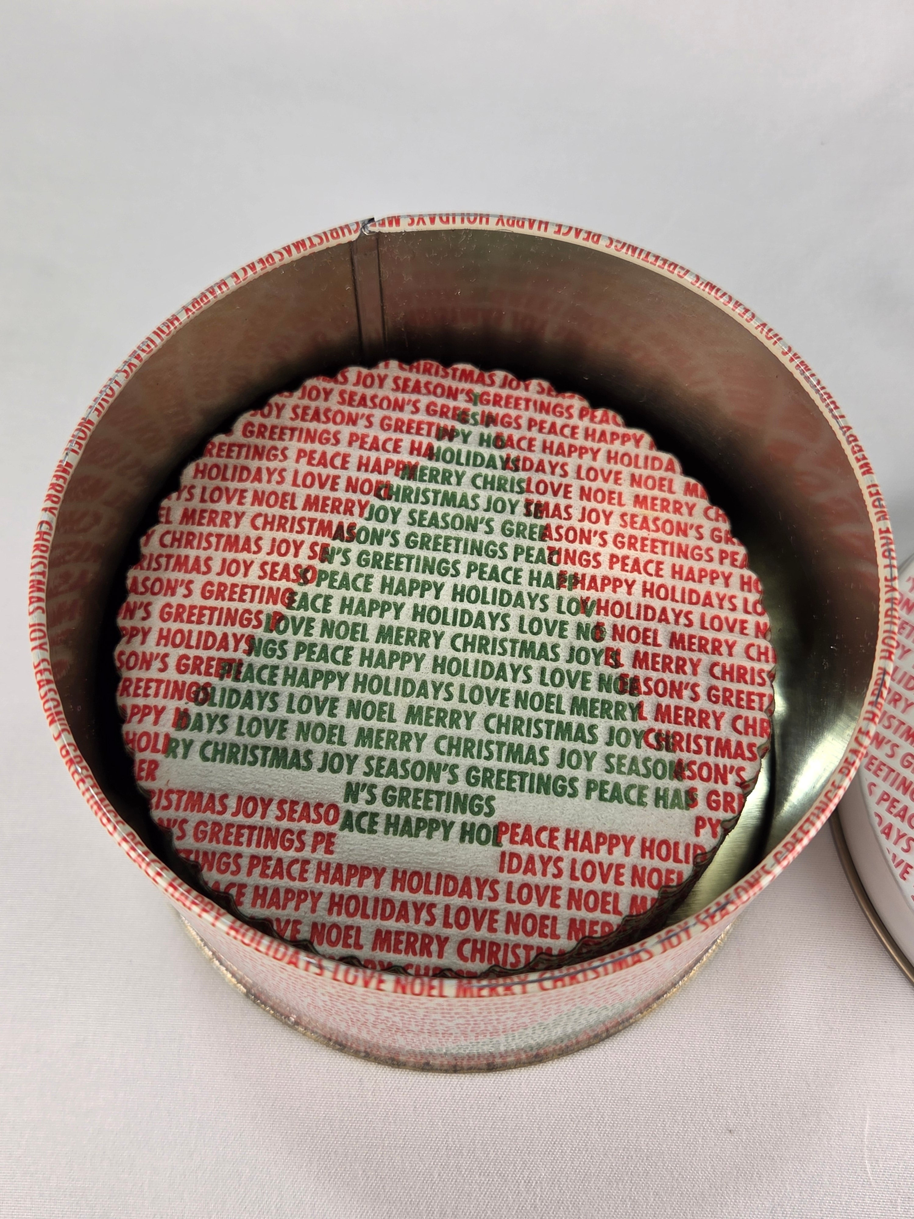 Vintage Holiday Tin O' Coasters with Decorative Tin & Coasters