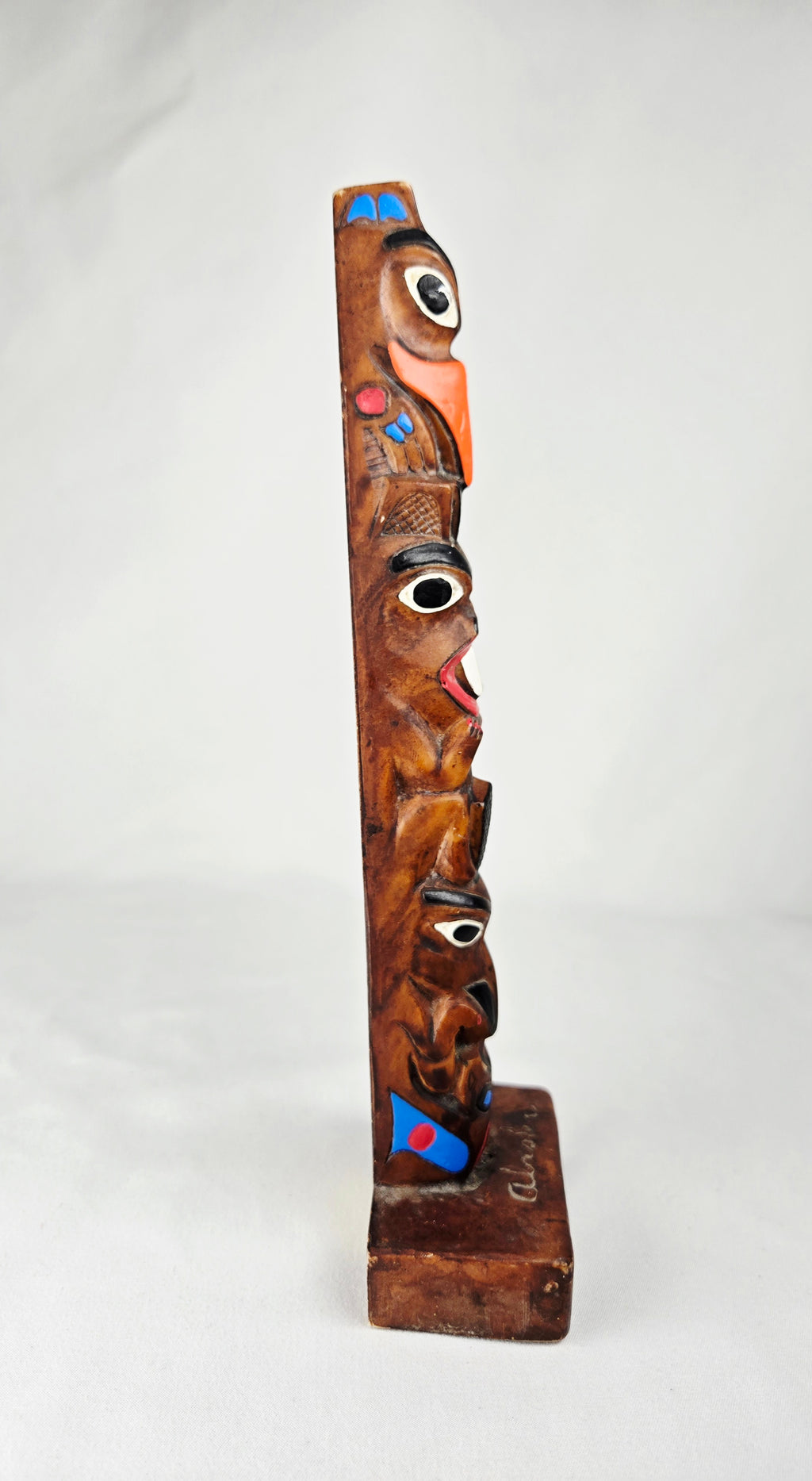 Alaskan Hand-Carved Wooden Totem Sculpture – Authentic Alaska Craft | 9" | Tribal Art