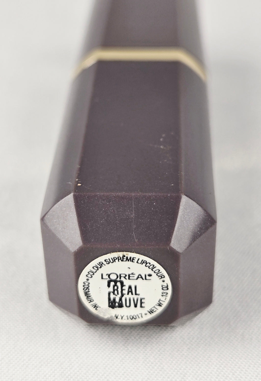 L’Oréal Colour Supreme Lipcolour “Real Mauve” – Vintage Lipstick in Faceted Mauve & Gold Case