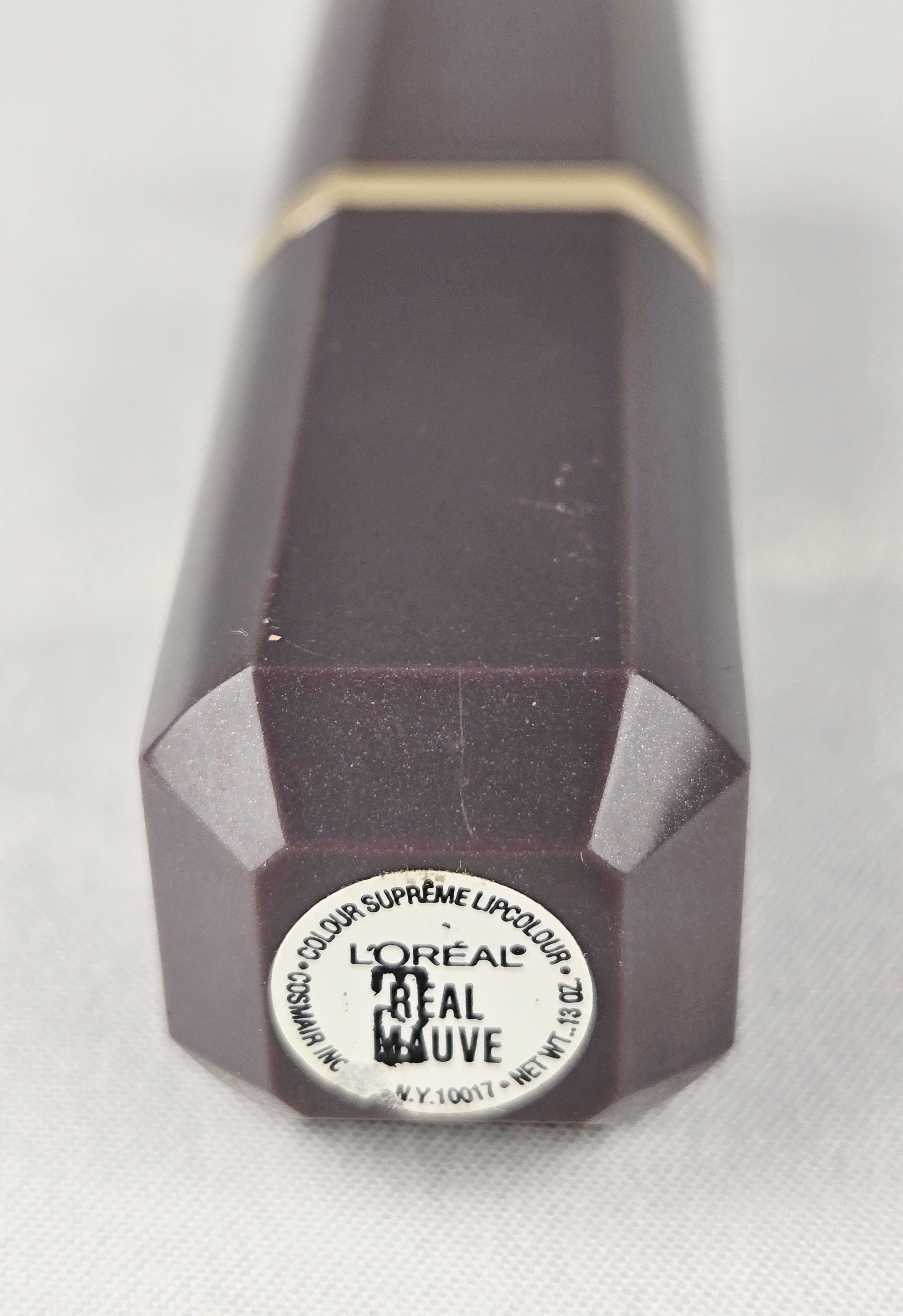 L’Oréal Colour Supreme Lipcolour “Real Mauve” – Vintage Lipstick in Faceted Mauve & Gold Case