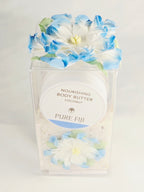 Pure Fiji Coconut Nourishing Body Butter Gift Set – Tropical Spa Box with Decorative Floral Soap