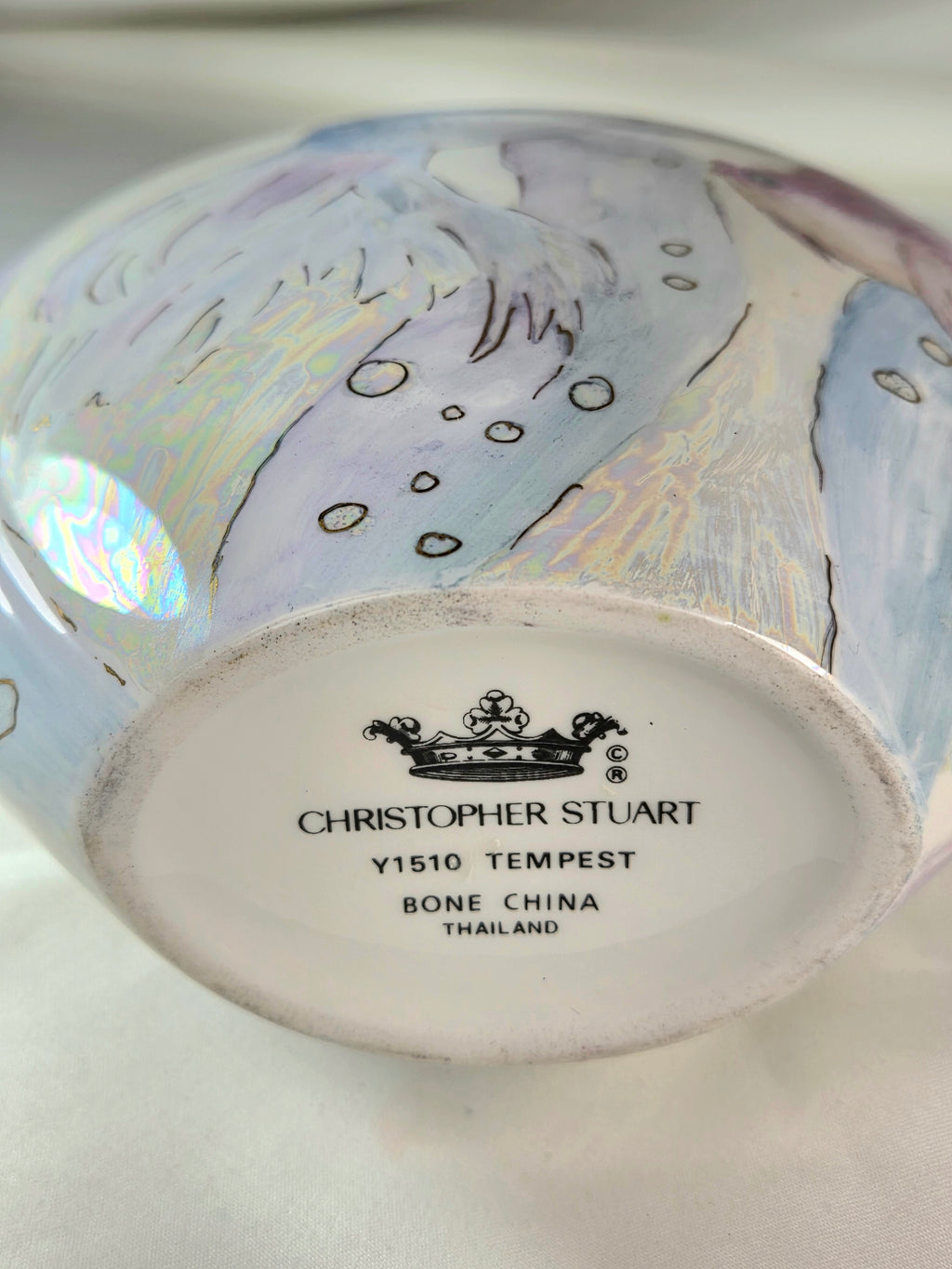 Vintage Christopher Stuart Tempest Y1510 Bone China Fish Vase 6.5" Signed Betty Cooper 1997