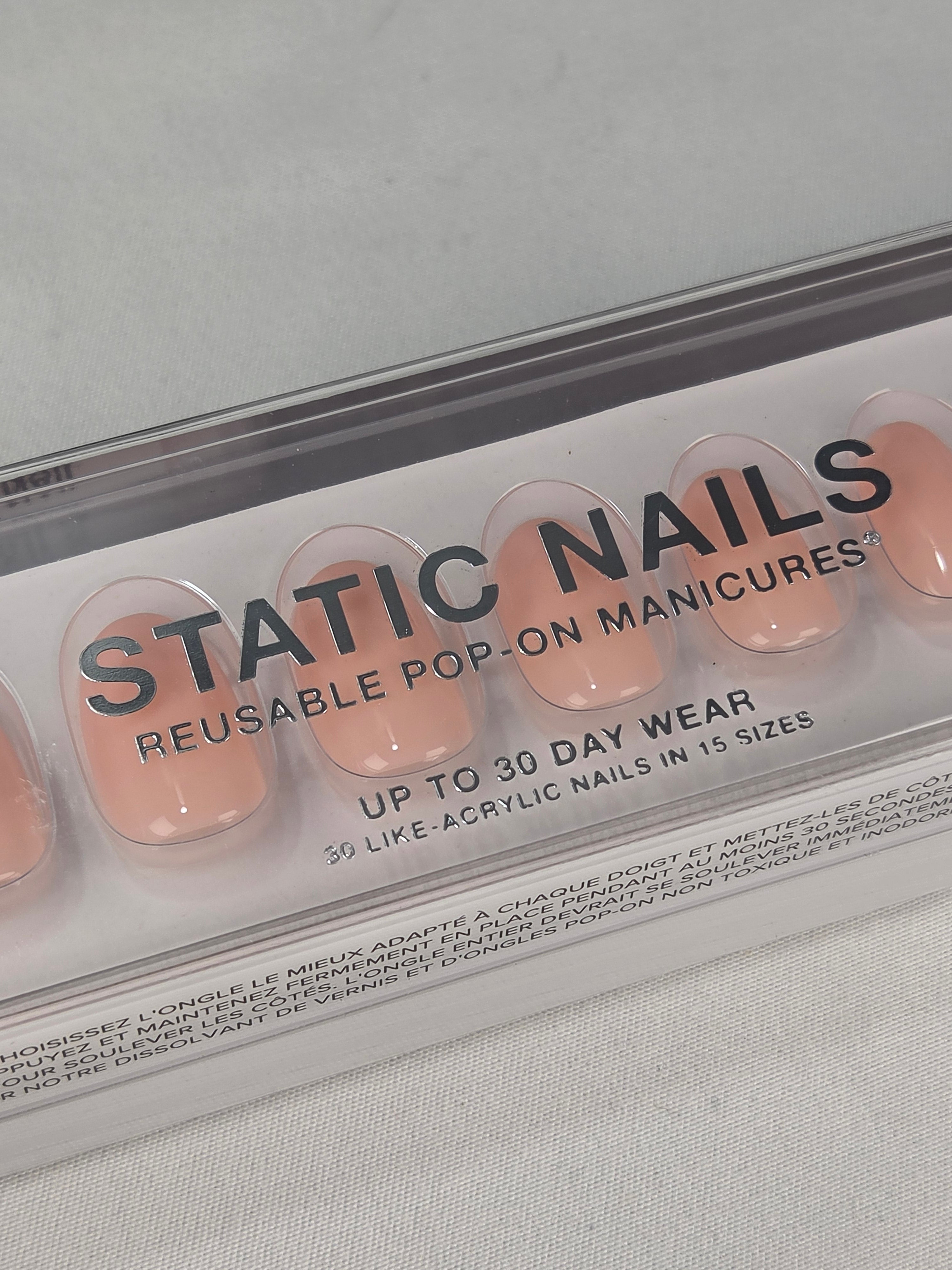 Static Nails Jet Setter Round | Soft Peach Nude Press-On Nails | Reusable Pop-On Manicure | Up to 30 Day Wear