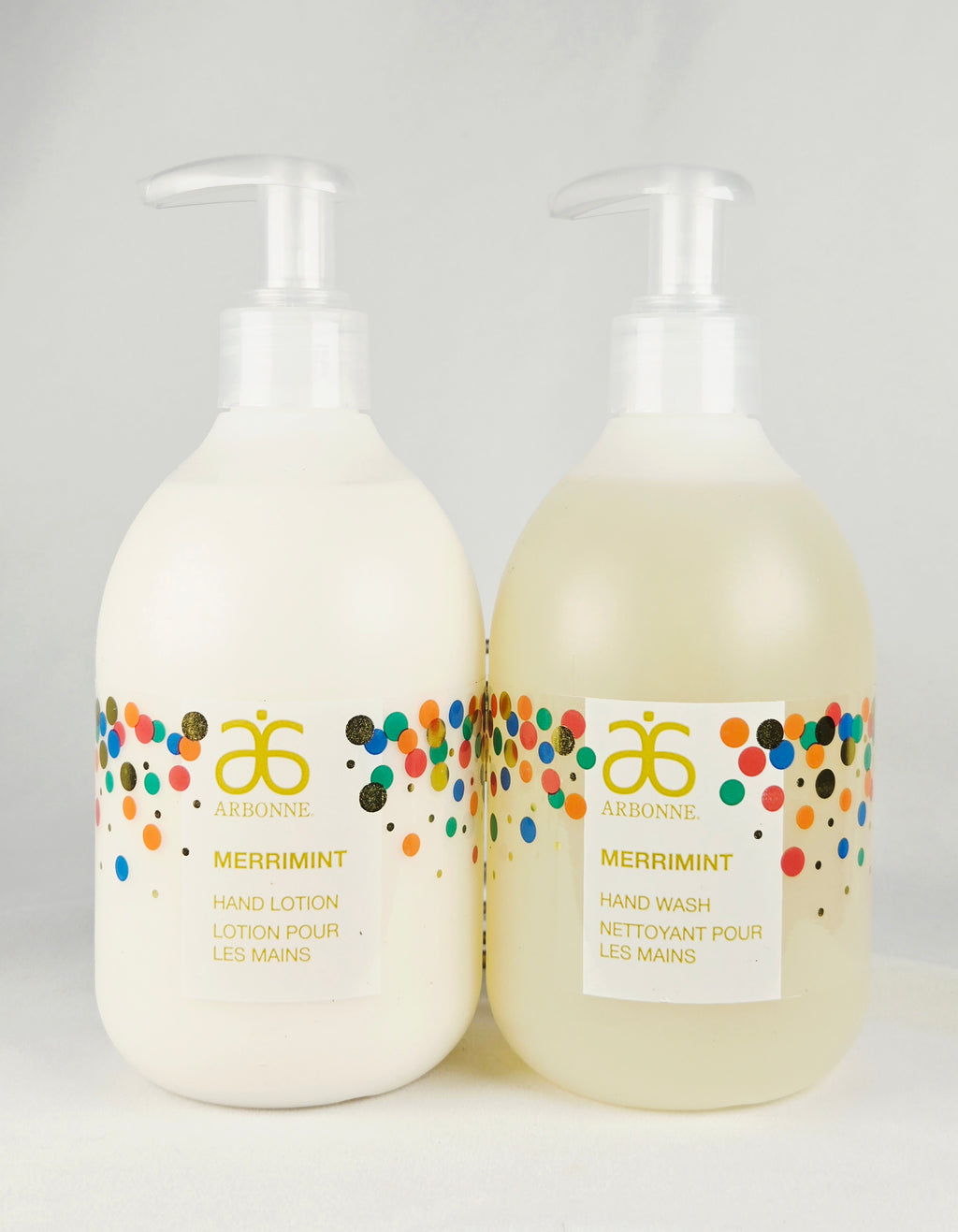 Arbonne MerryMint Hand Wash & Hand Lotion Set with Metal Caddy Holiday Edition Peppermint Duo