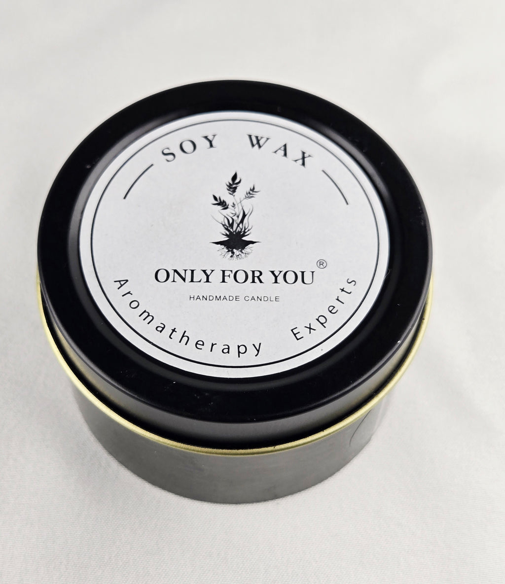 ONLY FOR YOU Soy Wax Candle Aromatherapy Experts Black Tin Handmade Candle Minimalist Spa Candle