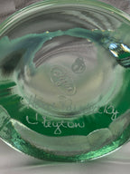Fenton Green Opalescent Coca-Cola Gibson Girl Hand-Painted Rose Bowl