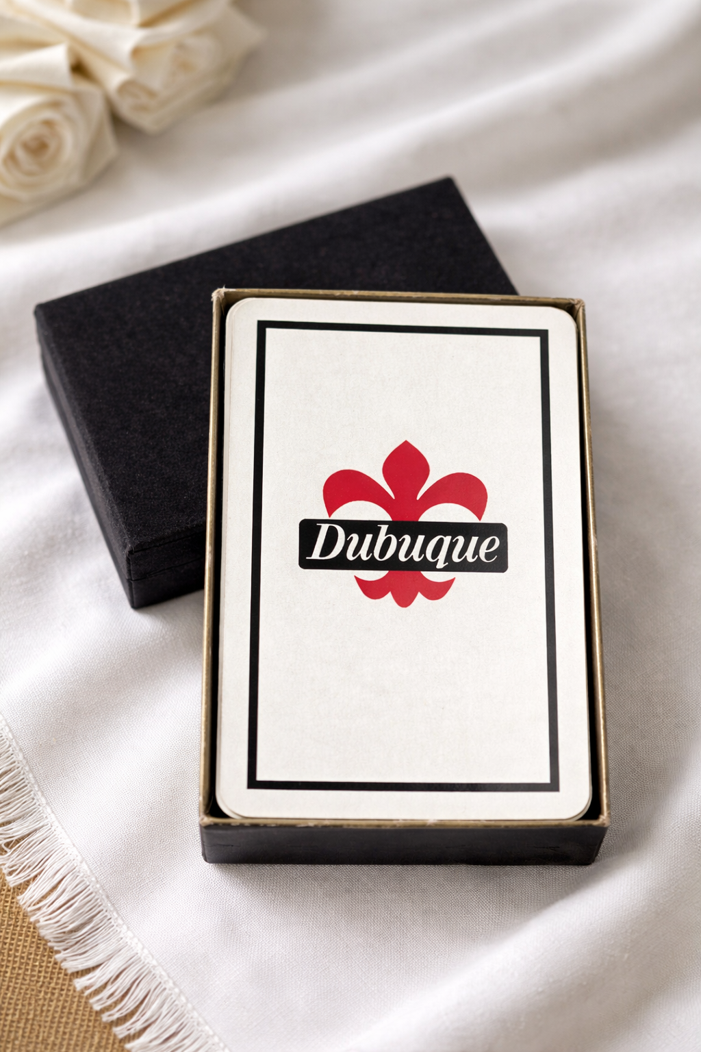 Dubuque Fleur-de-Lis Playing Cards — Vintage Deck in Velvet Case