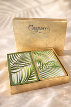 Caspari Botanical Bridge Playing Cards Set Gold Box Double Deck Palm Leaf Design