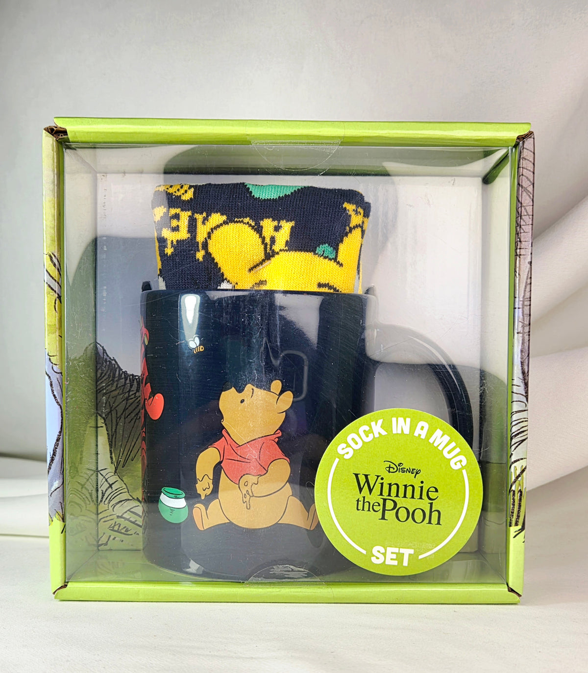 Disney Winnie the Pooh Sock in a Mug Set CultureFly Mug Socks Sticker Gift Set 17 oz