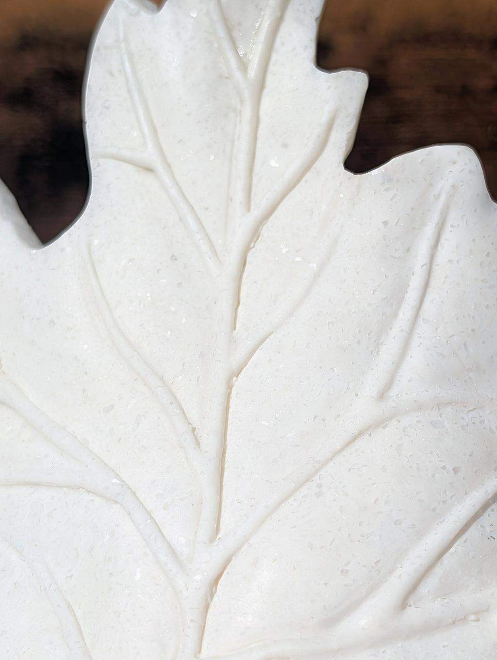 Bath & Body Works Faux Marble Leaf Candle Holder | Ivory Sparkle Decor