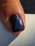 Black Ice Bloom – Handmade Indie Nail Polish, Blackened Blue Shimmer Lacquer with Icy Sparkle, Liquid Krystal Co