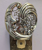 Brighton Vintage Celestial Moon & Stars Night Light – Rare Retired Design Silver Tone Plug-In Lamp