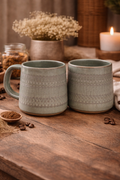 Hearth & Hand with Magnolia Sage Green Textured Stoneware Mug Set of 2 | Rustic Farmhouse Coffee Cups