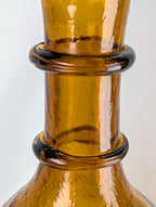 Mid Century Amber Genie Bottle Barware with Flame Stopper Art Glass Display
