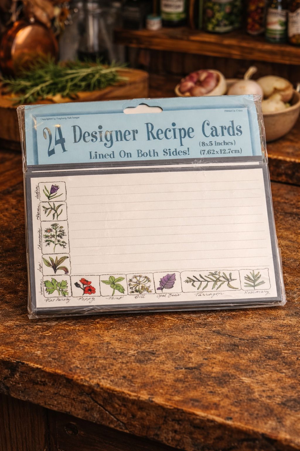 Herb Garden Recipe Cards — Botanical Illustrated 3x5 Designer Recipe Card Set (24 Cards)