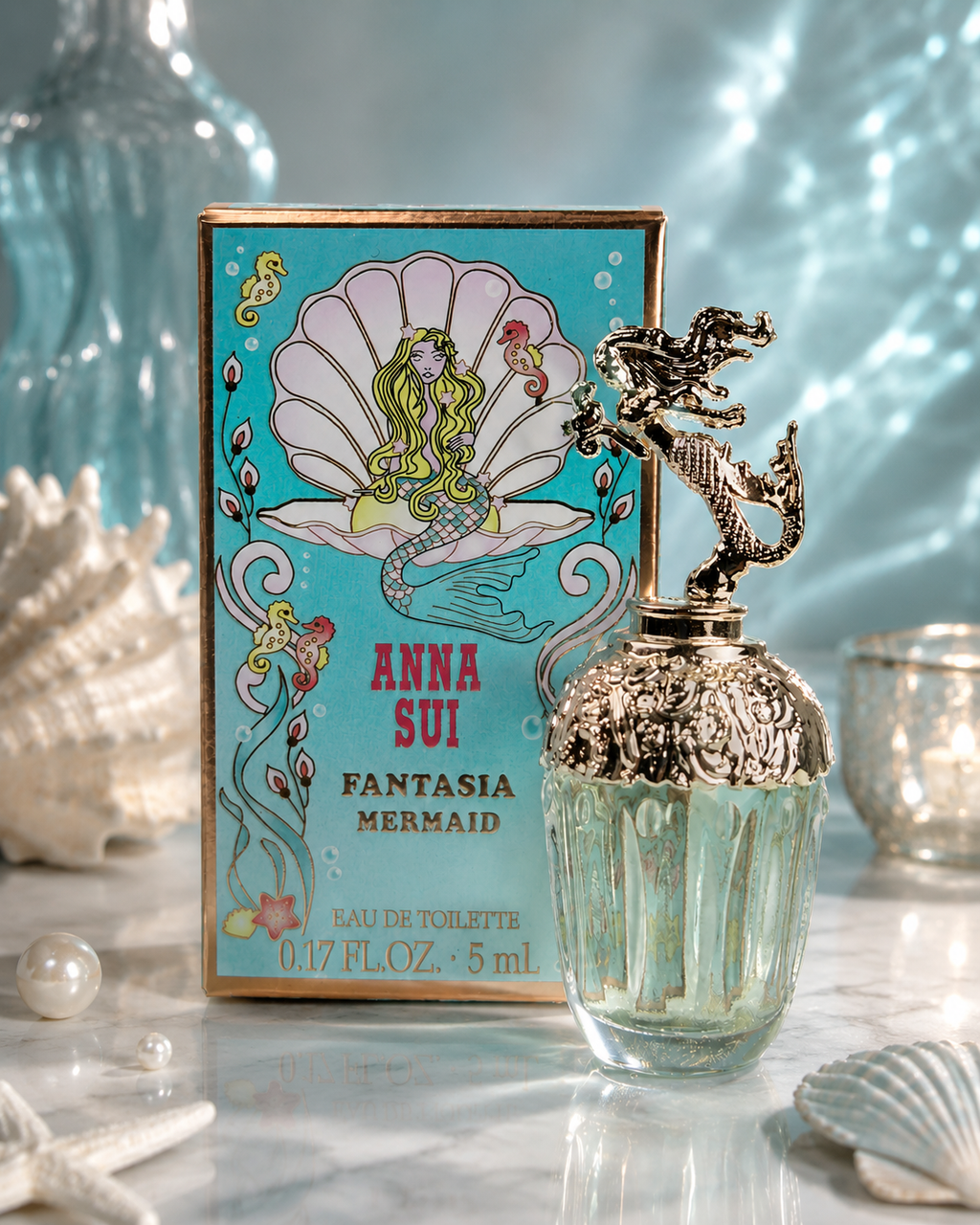 Anna Sui Fantasia Mermaid Eau De Toilette Mini Perfume 0.17 oz 5ml Mermaid Bottle