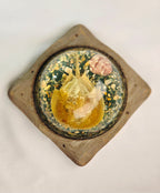 Vintage Resin Horseshoe Crab Coastal Curio Paperweight Display on Wood Base