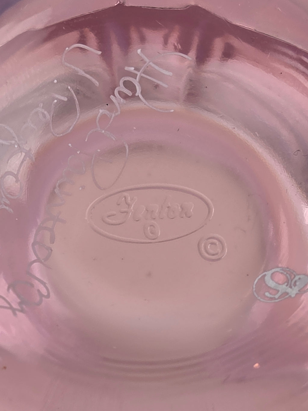 Vintage Fenton Coca-Cola Girl Pink Opalescent Glass Rose Bowl – Signed J. Peyton