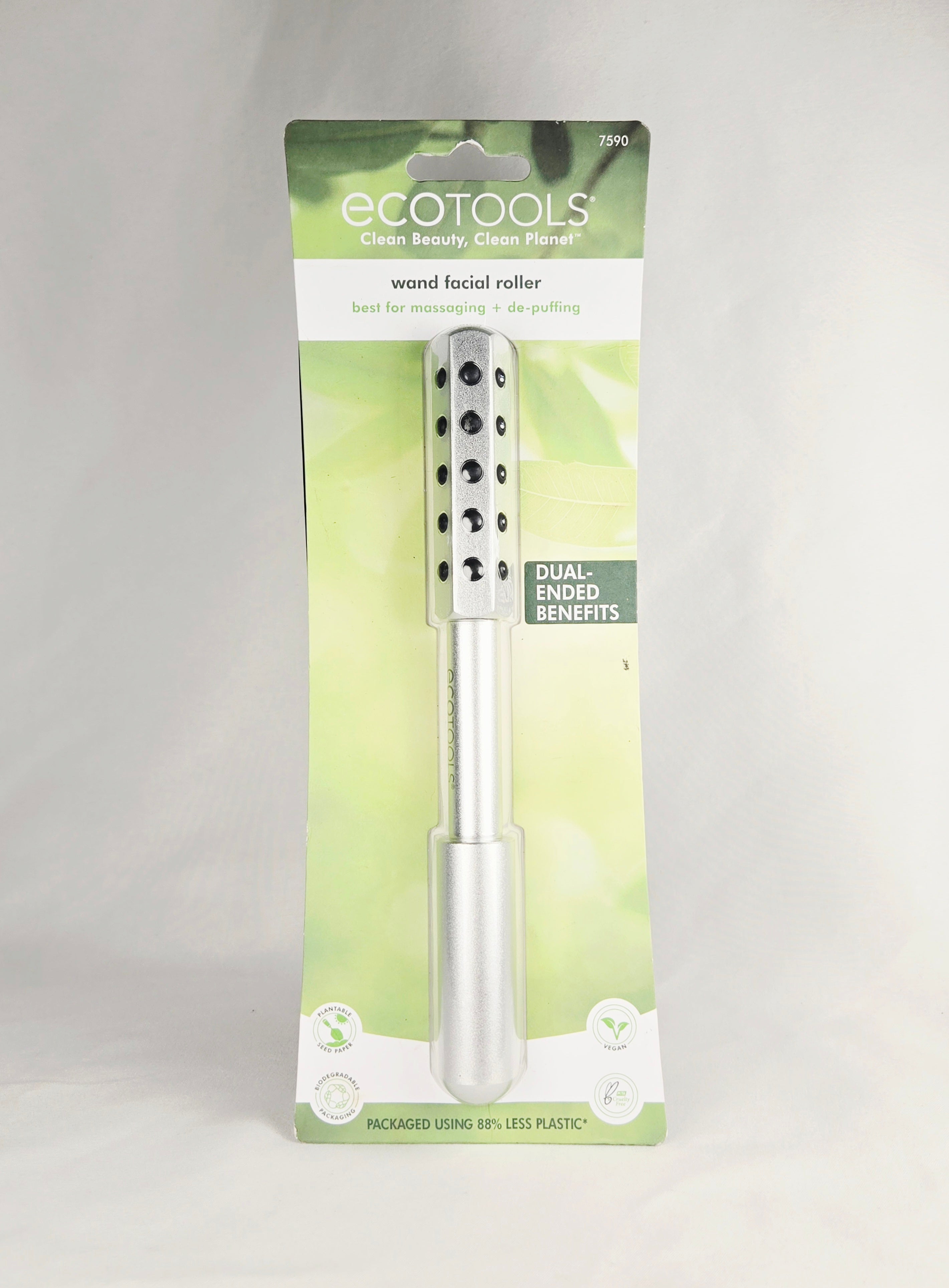 EcoTools Wand Facial Roller — Dual-Ended Massaging & De-Puffing Skincare Tool (Eco-Friendly Packaging)