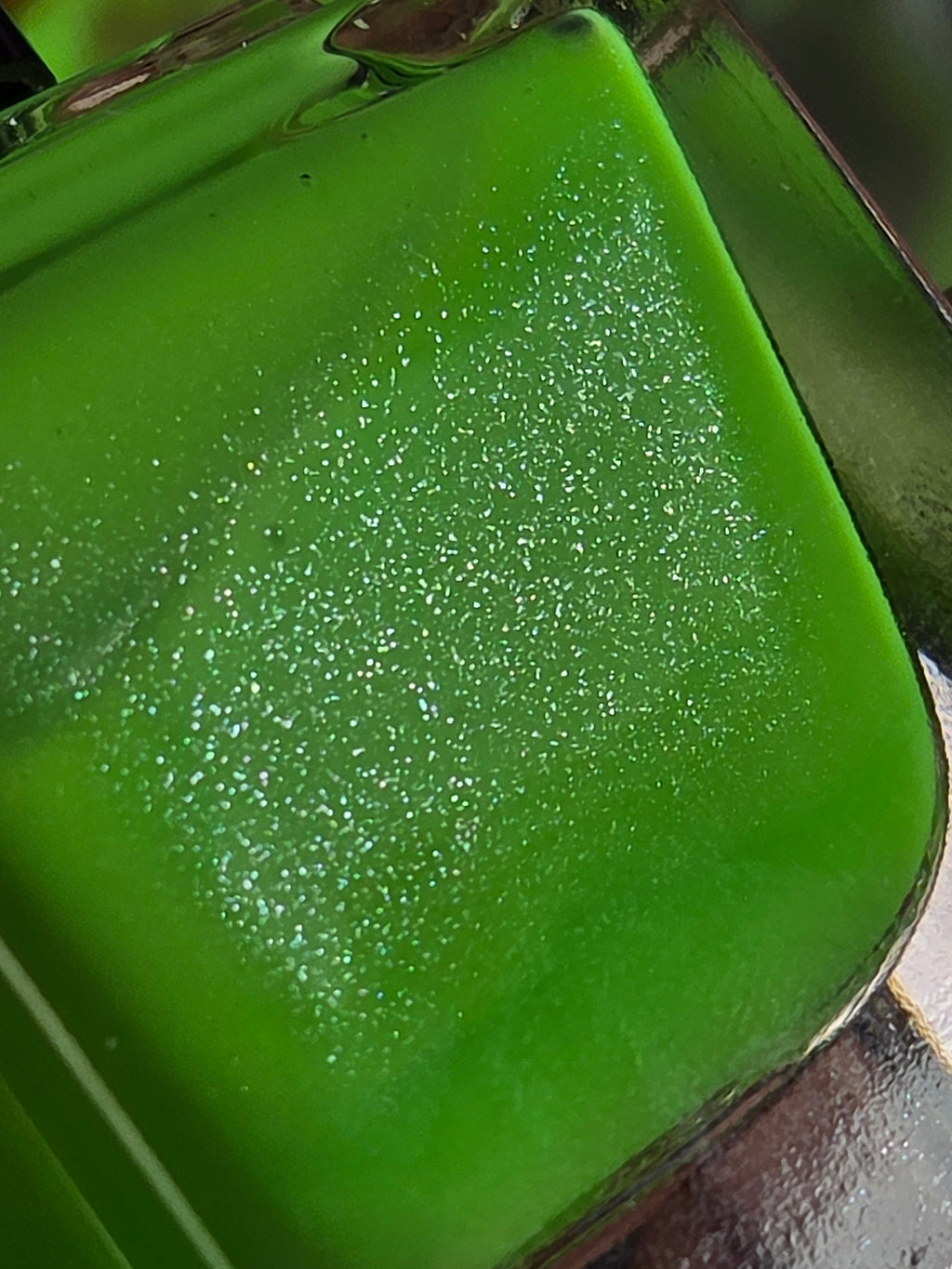 Pistachio Limelight - Neon Pistachio Green Diamond Shimmer UV Blacklight Reactive Nail Polish | Liquid Krystal Co. Handmade Indie Lacquer