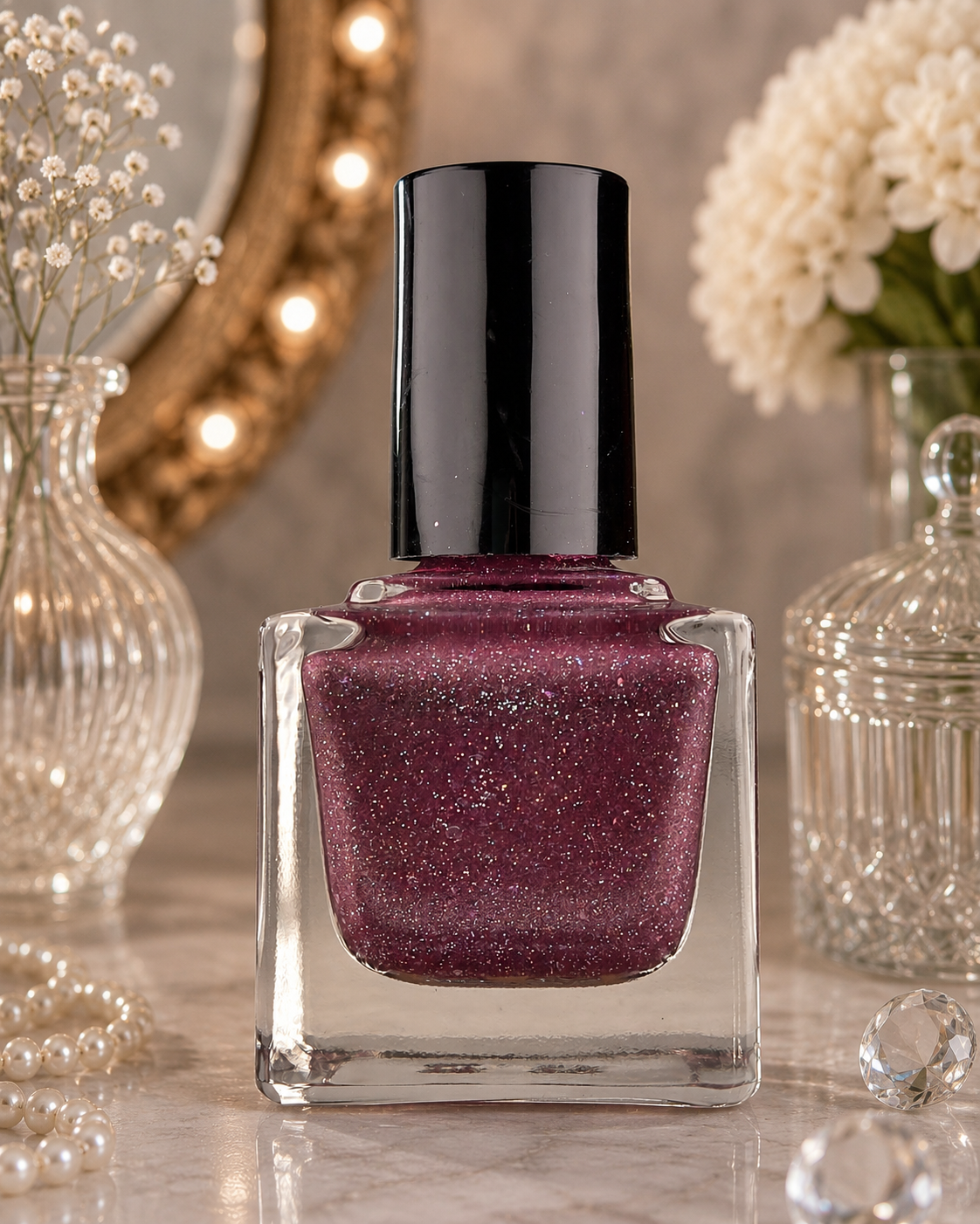 Liquid Krystal Co. Orchid Glitch| One-of-a-Kind Prototype Nail Lacquer | Dusty Orchid Holographic Shimmer | Handmade Indie Nail Polish