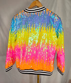 JoJo’s Closet Nickelodeon Neon Rainbow Sequin Bomber Jacket — Girls XL 14/16