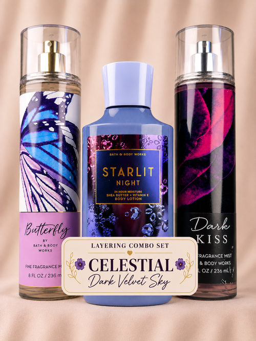Bath & Body Works Celestial Dark Velvet Sky Layering Combo Set NEW