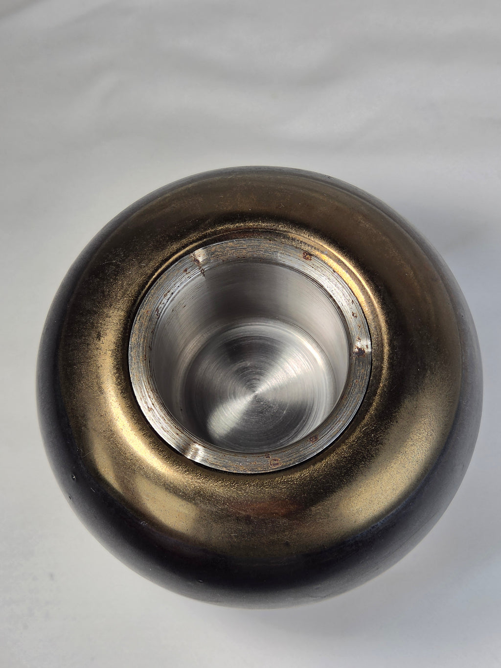 Crackle Glaze Ceramic Vessel with Removable Metal Insert Firepot