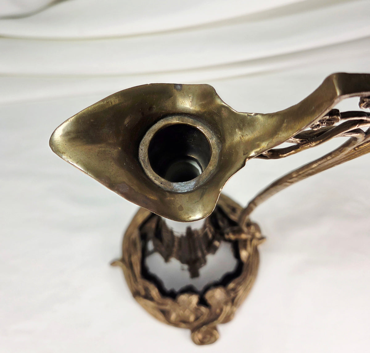 Vintage Castilian 5048 Art Nouveau Revival Aubergine Porcelain Bronze Mermaid Ewer