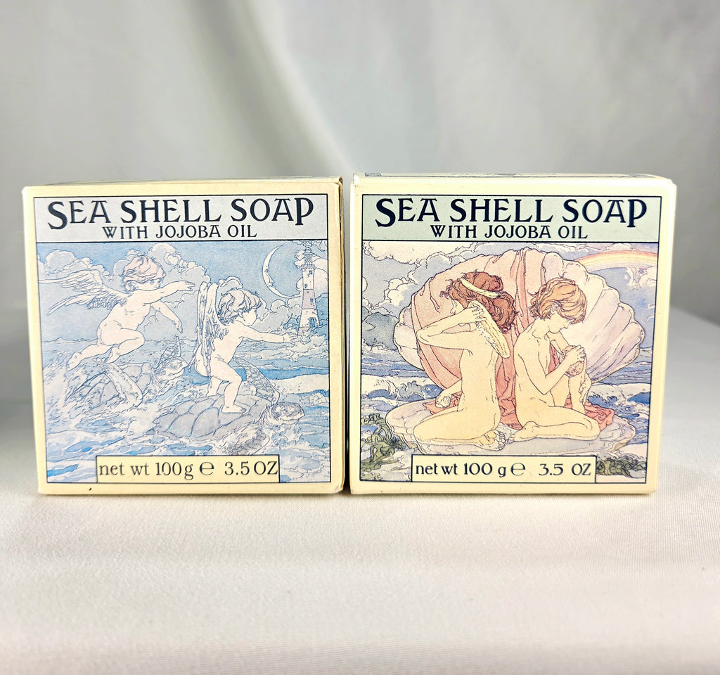Vintage Crabtree & Evelyn Sea Shell Soap Collection | Jojoba Oil Guest Soaps & Bath Bars | 5 Piece Coastal Bath Set 1978