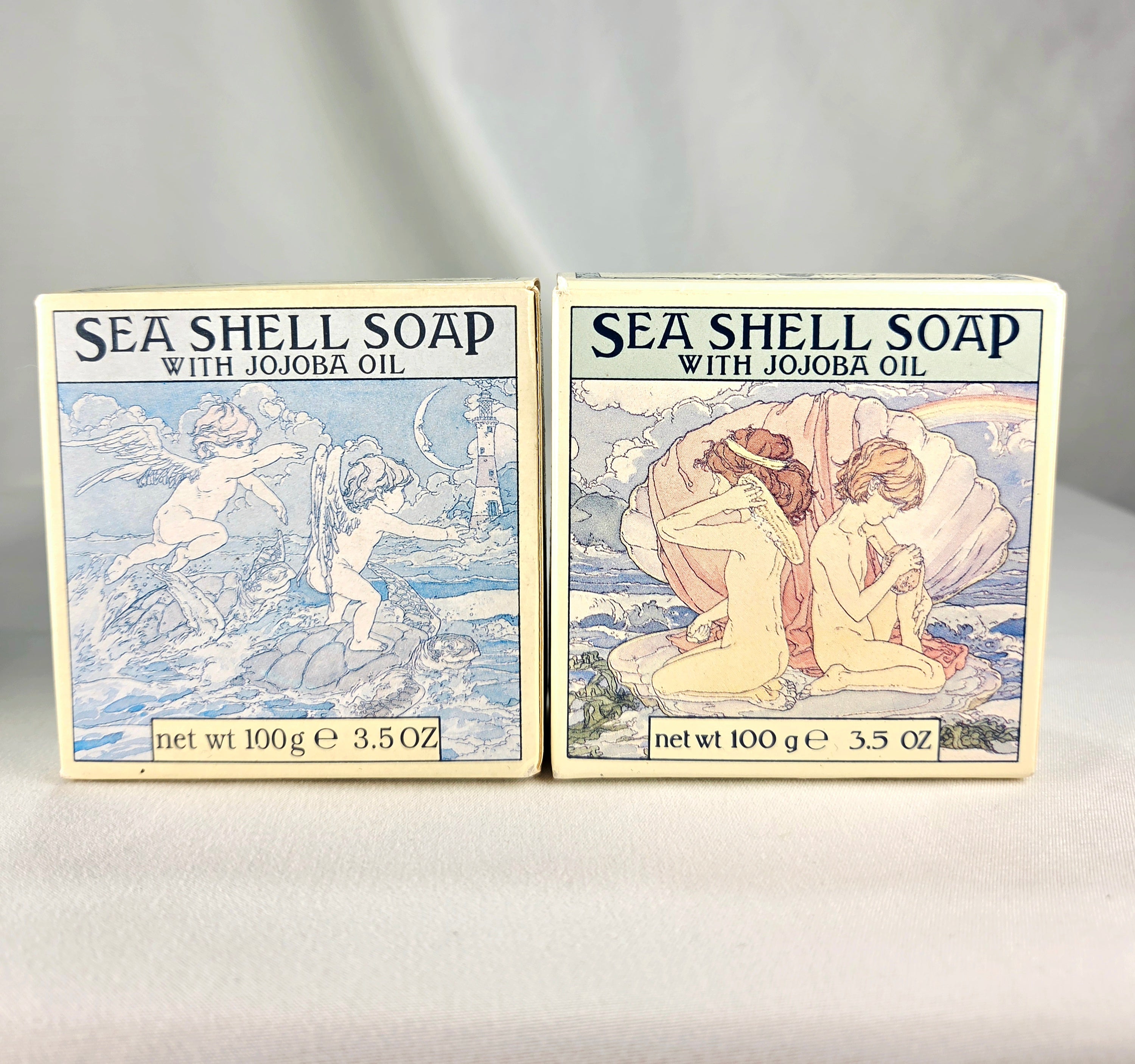 Vintage Crabtree & Evelyn Sea Shell Soap Collection | Jojoba Oil Guest Soaps & Bath Bars | 5 Piece Coastal Bath Set 1978