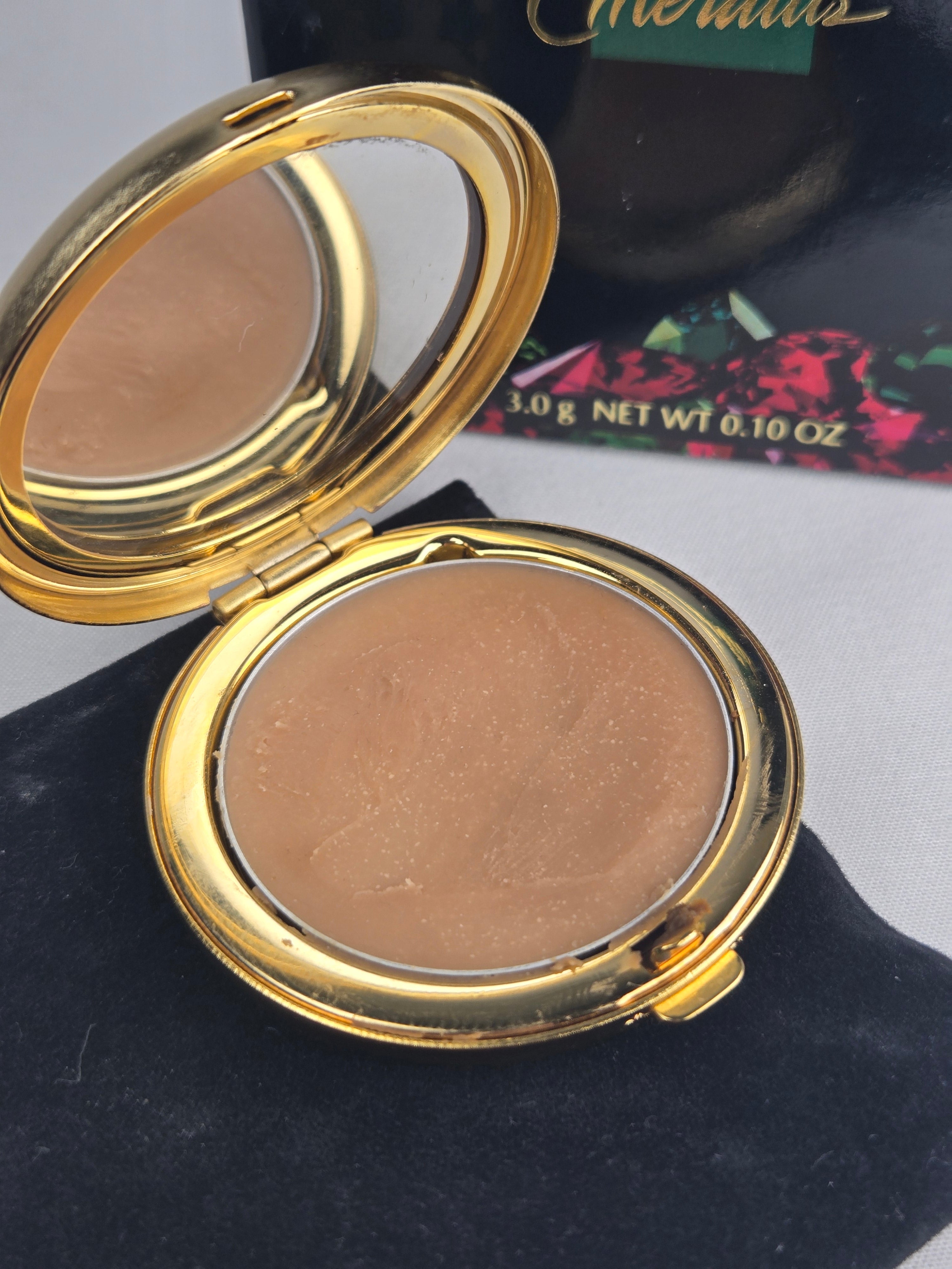Rare Emeralds ✧ Vintage Avon Creme-to-Powder Perfume Compact (Gold Tone Star Compact, 3.0g / 0.10 oz)