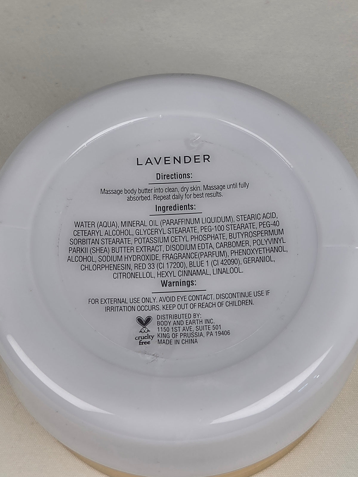 Spa Luxetique Lavender Body Butter 3.6 oz 105 mL Shea Butter Moisturizing Body Cream