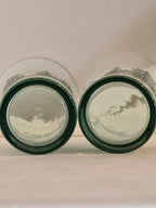 Vintage Coca-Cola Christmas Holiday Glasses Set of 2 Evergreen Tree Holly Green Base Tumblers