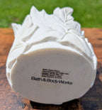 Bath & Body Works Faux Marble Leaf Candle Holder | Ivory Sparkle Decor
